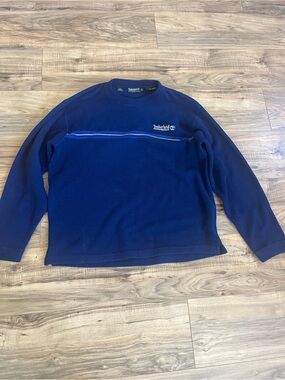 Timberland Navy Blue Fleece Pullover with Light Blue Stripe